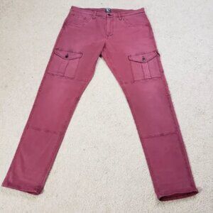 PRPS Jeans Men 33 (34x32) Red Savoy Bowman Tapered Cargo Pant Streetwear Hip Hop